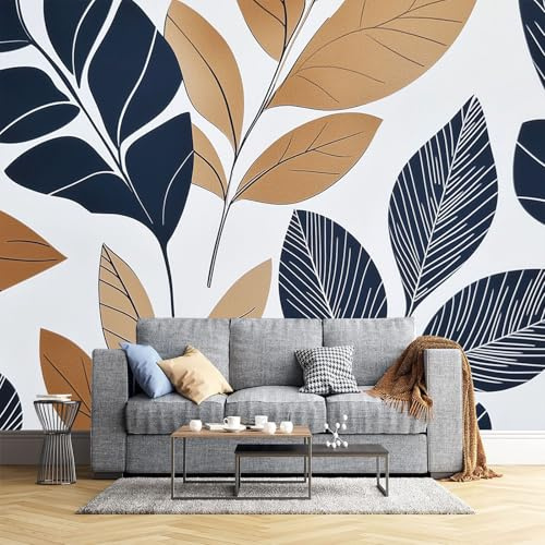 Gestreifte Blätter Fototapete - Pflanzenästhetik - Größe 400X280Cm (Breite X Höhe) Wandtapete Tapete, Wandbild Wandtattoo Dekoration - Tapete, Kinderzimmer, Kindertapete