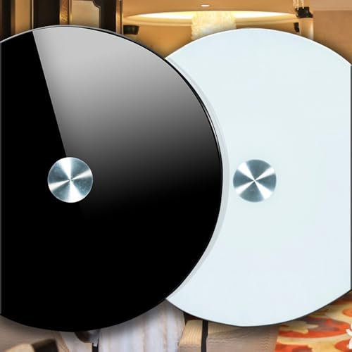 OPOLDBDMAC Glas Lazy Susan Drehteller Esstisch Drehbares Serviertablett 50cm 70cm 90cm Plattenteller Runde Tischplatte Servierteller Aus Gehärtetes Glas Schwarz Weiß, Schwerlast(Black,48cm(18inch))