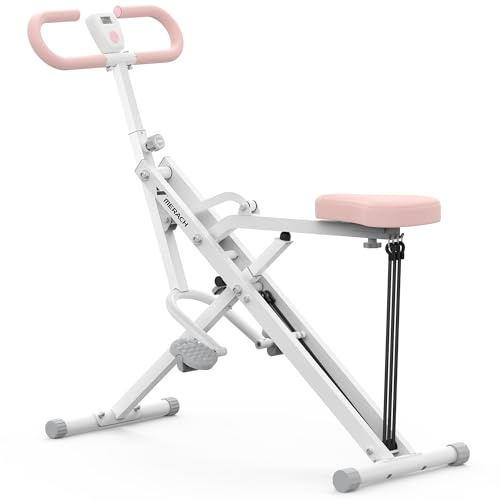 MERACH 2 in 1 Squat Rowing Machine, Easy Setup and Foldable Exercise Equipment, Glute Trainer, Glutes and Leg Home Workout - White