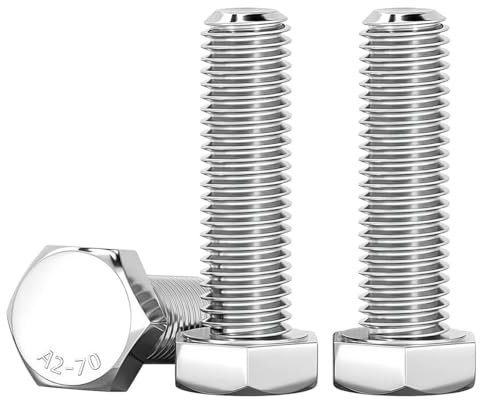 Drenky Pernos De Cabeza Hexagonal M10 X 35mm Acero Inoxidable A2 V2A Tornillo Metrica DIN 933 Roscado Completo Tornillos Para ConstruccióN MetáLica, Automotriz, Maquinaria, Plata, 10 Piezas