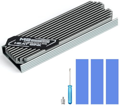 ASTARON M.2 SSD Kühlkörper 2280, dünner Kühler mit Nano-Wärmeleitpads (0,5–1 mm), NVME M2 Wärmeleitpad, doppelseitiger Kühlkörper für PC/PS5/Gaming-Laptops (Silber)