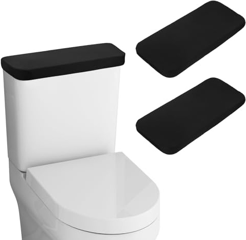 Bremorou 2Pcs Toilet Tank Lid Cover and Toilet Lid Cover Set, Cistern Cover, Washable Universal Toilets Seat Cistern Covers with Elastic Bottom, Soft and Absorbent Replacement for Bathroom, 30× 15 cm