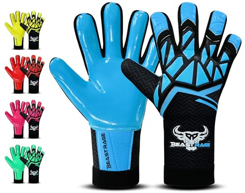 BEAST RAGE Torwarthandschuhe für Kinder Junior 3-10 Jahre|Stabiler Griff mit robustem Latex Jugend Erwachsenen Fußballtorwarthandschuhe für Jungen Fußball