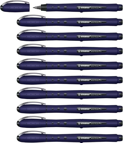 STABILO - Tintenroller - worker+ NatureCOLORS Wildflower | 10er Pack, preußischblau, Schreibfarbe blau