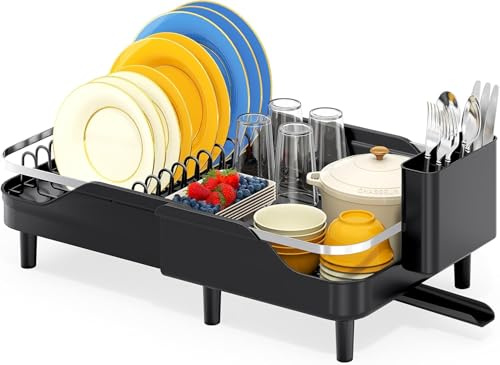 Urackify Escurridor de Platos | Extensible 32-52 cm, Borde de Protección Elevado, Grande