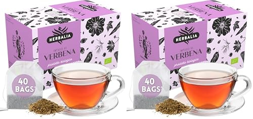 HERBALIA Infuso VERBENA, Bustine senza filtri metallici, 40 Bustine, Infusi Erbe Naturali (Confezione da 2)