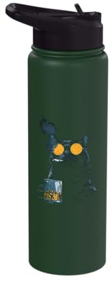 Black Cat Smoking Cigarette Whisky Lover Funny Dog Stainless Steel Insulated Water Bottle