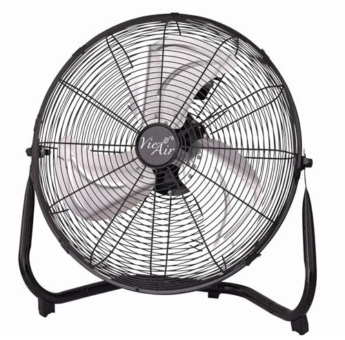 Vie Air Metal High Velocity Tilting 3 Speed Floor Fan (Black)