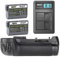 ayex Poignée de Batterie AX-D500 pour Nikon D500 (similaire au MB-D17) avec Batterie 2X EN-EL15 et Double Chargeur USB (3-TLG)