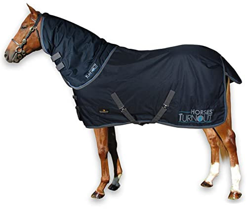 Horses, Pferdekoppeldecke Turnout 200 gr, mit Abnehmbarem, Wasserdichtem, Widerstandsfähigem Nackenschutz, mit Kreuzgurten, 135 cm