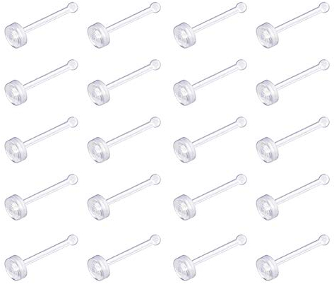 D.Bella 20G Klar Nasenpiercing Boiflex Nasenringe Retainer Nase Piercing Durchsichtig Nasenstecker Halter