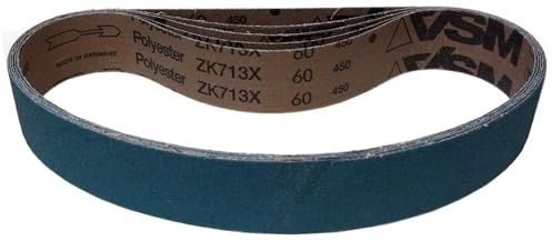 VSM Schleifband ZK713X Zirkonkorund – 50 x 1020 mm – Körnung P80 – 5 Stück – für Metall Edelstahl INOX – reißfeste robuste Gewebeunterlage – Profi-Schleifbänder für Bandschleifer