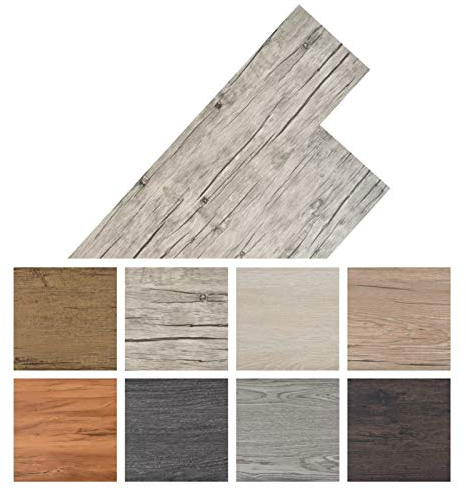 Tidyard Vinyl-PVC Laminat Dielen, Bodenbelag, 5,26 m2, Rutschfest, Wasserfest, Schwer Entflammbar, Schimmelbest?ndig, für Küche, Bad, Flur oder Wohnzimmer, 6 Dekors w?hlbar - Eiche Gewaschen