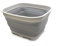 SAMMART 15L Collapsible Dishpan with Draining Plug - Foldable Washing Basin - Portable Dish Washing Tub - Space Saving Kitchen Storage Tray (Grey)