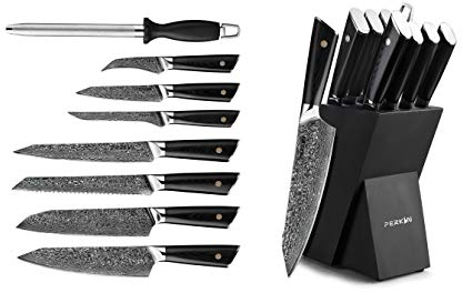 Perkin Damastmesser Küchenmesser Set Damaszener Klinge Scharfes Messer Damaststahl Profi Kochmesser Chefmesser