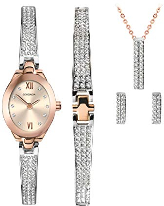 Sekonda Gift Set Womens 19mm Quartz Watch in Rose with Analogue Display, and Silver Ionic Plated Strap 2924G