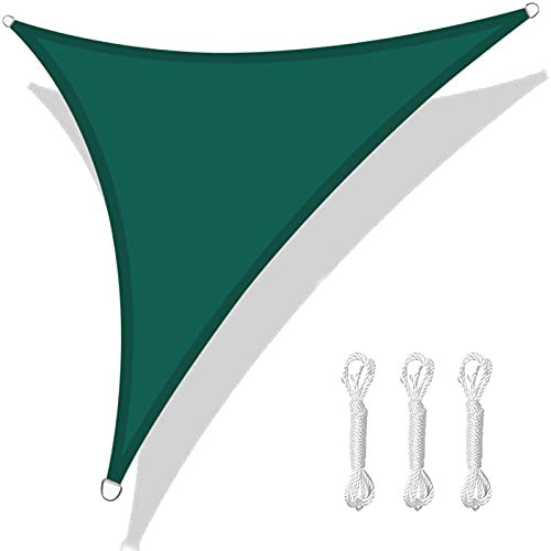 HEYOMART Sun Shade Sail Waterproof 2x2x2m Triangle, 98% UV Block PES for Garden Patio Sunscreen Canopy Sunsail with Free Ropes, Green