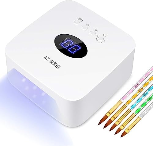 AZ GOGO - Lampada per unghie a LED, ricaricabile, senza fili, 72 W, per smalto gel con 3 impostazioni timer, sensore intelligente, strumento professionale per nail art