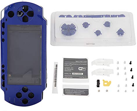 fasient Full Housing Case Cover Kit für PSP 1000, Ersatz für Gehäusedeckel Full Shell Housing Set mit Buttons Kit für PSP 1000 Replacement Shell(Blau)