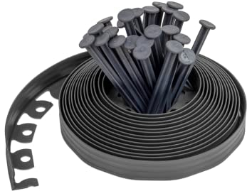 Ribbonboard Konrado-Garden Bordure de pelouse en Plastique Flexible avec piquets de Fixation Noir 4 cm, Longueur 10 mètres