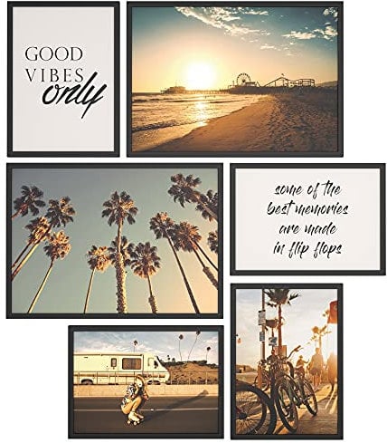 Papierschmiede® XL Mood Poster Set Los Angeles, Bilder Wohnzimmer Deko Schlafzimmer, 2x DIN A2 (ca. 59x42) und 4x DIN A3 (ca. 30x42), California Dreaming West Coast - ohne Rahmen