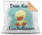PR Print Royal Kissen mit Füllung für Kinder - Tiermotiv Ente - für Mädchen und Jungs - mit Wunschname beschriften - Ente - Farbkissen Rückseite Beige, 40 x 40 cm
