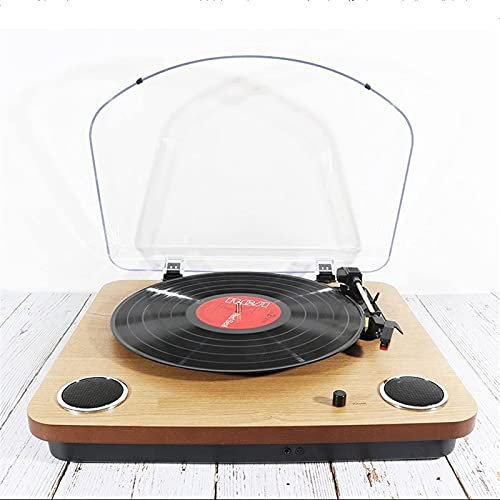 ASDNN Music Box Portable Record Player,Vintage 3-Speed Bluetooth Suitcase Turntable with Speakers Aux-in,Headphone Jack,and RCA Output, Natural Wood for Entertainment Home Decoration