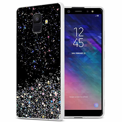 Cadorabo Hülle kompatibel mit Samsung Galaxy A6 2018 Rundumschutz TPU Silikon Case Mädchen Glitzer Strass Design Slim Kratzfest Weiche Gummi Bling Schutzhülle für Samsung Galaxy A6 2018 in Schwarz