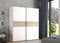 Forte LONGLINE Schrank 170, Schwebetürenschrank modern, 2-türig, weißer Kleiderschrank, Holzwerkstoff, Weiß / Sonoma Eiche Holzdekor, 170 cm breit x 190,5 cm hoch x 61 cm tief