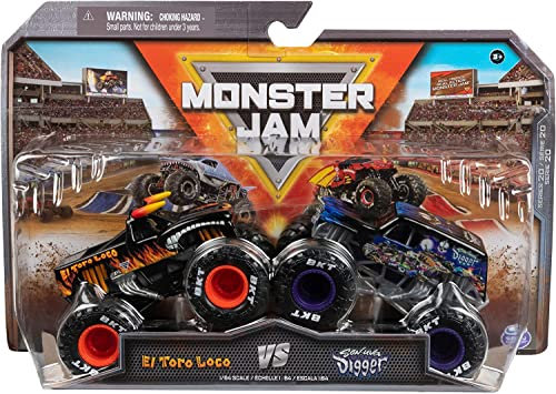 Monster Jam, Offizielle El Toro Loco Vs. Son-uva Digger Die-Cast Monster Trucks, Maßstab 1:64, Kinderspielzeug ab 3 Jahren