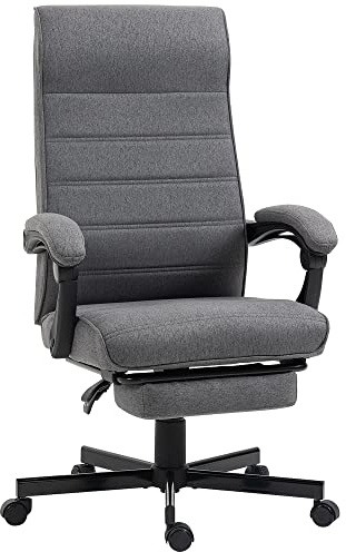 Vinsetto Office Chair, Computer Desk Chair, Fabric Swivel Chair with Adjustable Height and Rolling Wheels for Home Office Work Study, Grey