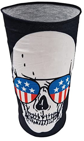 Komonee USA Skull Scarf Tube Black Snood Soft Warm Winter Washable Neck Elastic Tubular Gaiter Face Mask Seamless Multifunctional Stretchy Bandana Headband for Sports Hiking Cycling Motorcycles
