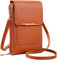 matago Sacoche en cuir antivol - Petit sac à bandoulière léger en similicuir pour téléphone portable, pour femmes, avec fenêtre pour écran tactile (Marron)