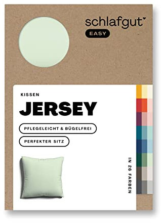 Schlafgut Easy Jersey Kissenbezug 80x80 cm Green Light mit 100% Baumwolle, superweicher & atmungsaktiver Kopfkissenbezug