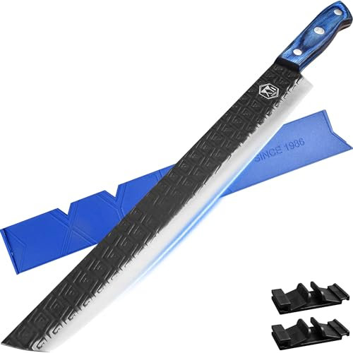 XYJ Japanese Chef Knife Set Professional, coltelli da cucina affettatrice con custodia, affilatrice in acciaio, coltelli da carne e verdure, coltelli da taglio al seno, Full Tang (14,5 Inch, Blue)
