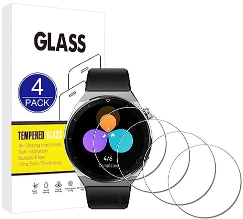 X-Dision [4 Piezas Compatible con Protector de Pantalla Huawei watch GT 3 Pro GT3 Pro 46 mm,Película Protectora 2.5D[Dureza 9H,Compatible con Estuches] Premium Película Vidrio Templado