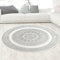 CARPETIA Wohnzimmer-Teppich Schlafzimmer edel elegant glänzend Kurzflor Designerteppich modern Creme grau Durchmesser 160 cm Rund