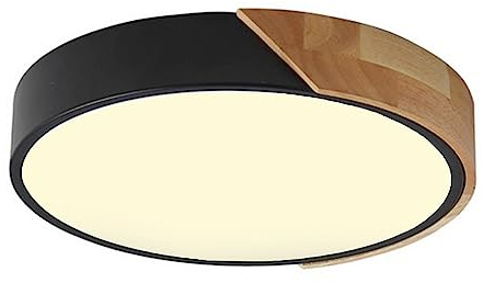 LIGKIN LED Deckenlampe Holz 24W Deckenleuchte Rund 30cm Warmes Licht 3000K Durchmesser Modern Küchenlampe Lampe Wohnzimmer für Balkon Flur Babyzimmer Schlafzimmer Esszimmer (Schwarz)