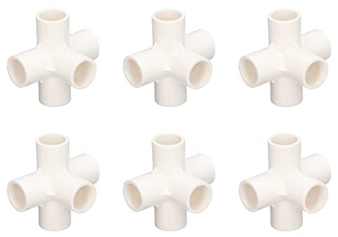 Raccordo per Tubo a 5 Vie, 10 Pezzi Raccordi Laterali Raccordo per Tubo a 5 Vie Raccordo per Tubo a Gomito in PVC 25 Mm per Mobili Tenda per Serra (Bianco)