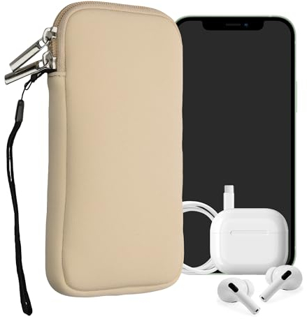 kwmobile Handytasche für Smartphones XXL - 7 - Neopren Handy Hülle Creme - Handy Tasche 17,7 x 8,5 cm Innenmaße