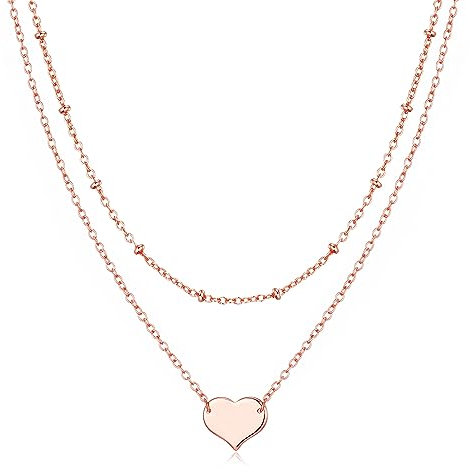 Philip Jones Rose Gold Plated Double Layered Heart Necklace