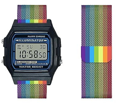 HAZARA Armband Kompatibel für Casio F-91W|F-91WG - Metall Mesh Gewebte Edelstahl Solo Loop Ersatzarmband - Uhrenarmband für Casio F-91W|F-91WG (11,F-91W)