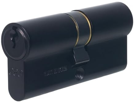 NAJDER Cylindre Serrure à Bouton 45x50, Cylindre en Laiton Profilé à Double Entrée, 3 Clés Inclus, Porte Extérieure Intérieure, Anti-perçage, Anti-crochetage, Couleur: Noir Foncé RAL 9005