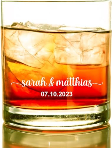 Personalisiertes Glas mit Gravur Wunschtext Name Datum Whisky Gläser Geschenk Weihnachten Hochzeit Set personalisiert Wunschname Whiskey (2 Whiskygläser)