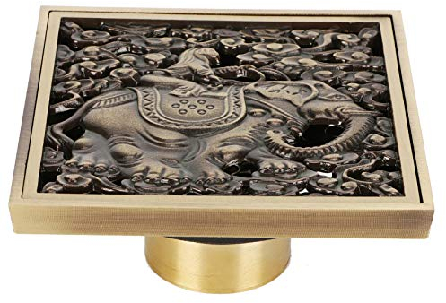 Restokki Antik Quadratisch Bodenablauf, Goldener Duschablauf, Antikes Vollkupfer Duschablauf Set Für Küche, Badezimmer, WC, Hotel, Verstopfungsfreies Badezimmerzubehör