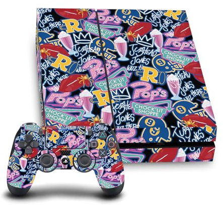 Head Case Designs Offizielle Riverdale Buntes Muster Charakter Und Logo Vinyl Haut Gaming Aufkleber Abziehbild Abdeckung kompatibel mit Sony PlayStation 4 PS4 Console and DualShock 4 Controller Bundle