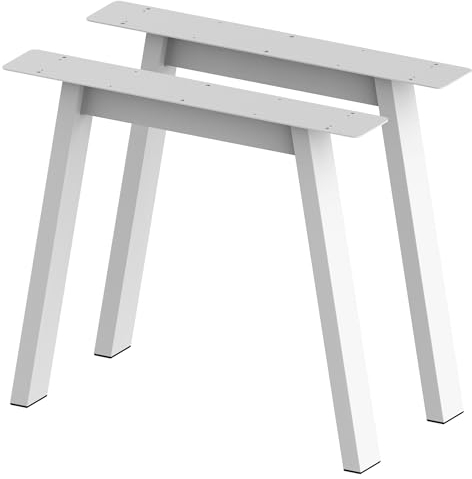 BK Styl 2 Stück Tischbeine Metall Weiß A-Form | Tischgestell aus 80x40mm Profilen | Tischkufen Tischfüße Möbelbeine für Schreibtische & Esstische I Stahl Pulverbeschichtet (815x720mm White)