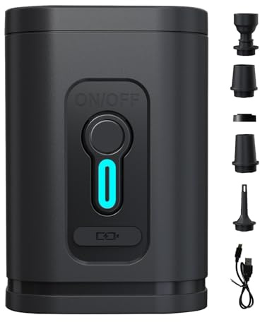Electric Air Pump, Portable Rechargeable Pump Kit with Charging Cable and 5 Nozzles, Exercise Ball with Space , Inflatable Pool Lounger Set, Air Mattress, Ball