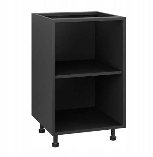 Laclar Unterer Küchenschrank 50/82 mit Zubehör - modulare Schrank - verstellbare Füße - Soft-Close - 18 mm Möbelplatte - einfache Montage - ideal für die Küche - Schwarz