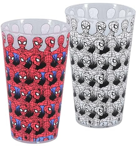 Spider-Man Cold Changing Glass Officially Licensed Marvel Merchandise 440ml Icon Cup Superhero Design Tapered Drinking Glass, Comic Fans Home and Kitchen Decor Drinkware | Paladone